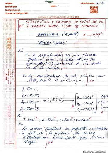 BAC BLANC 2026 DRENA MANKONO SUJET PC SERIE D (BAREME) by TEHUA