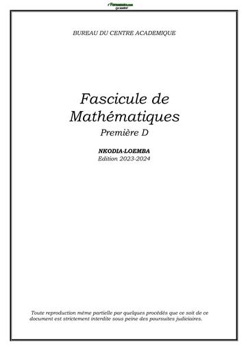 BCA Fascicule de Mathématiques 1ière D by TEHUA