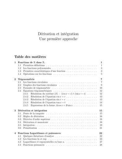 1   Dérivation et intégration, une première approche