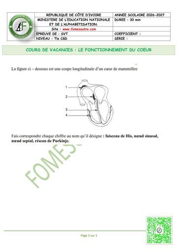 FICHE 1 SVT Tle C&D LE FONCTIONNEMENT DU COEUR by TEHUA