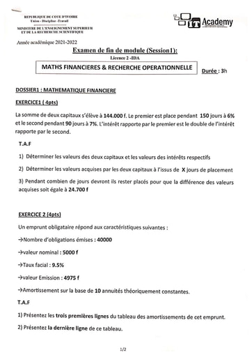 Math financière BTS 2