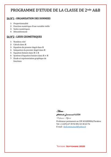 New Activity Maths 2nde A&B
