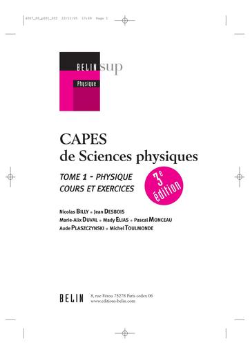 CAPES de Sciences physiques – Tome 1 : Physique (2ᵉ édition, Éditions Belin, 2004)
