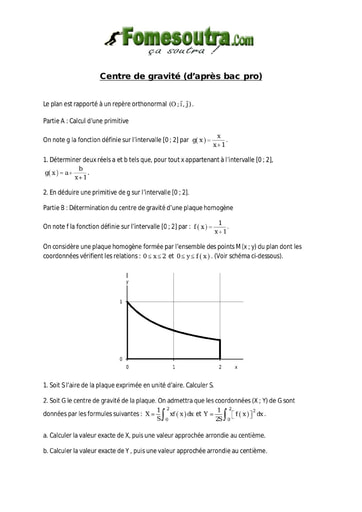 TP 1 Centre de gravité - niveau Terminale Scientifique