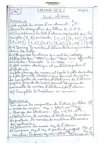 Sujet de Mathématiques Seconde C Lycée Classique Abidjan 22-23