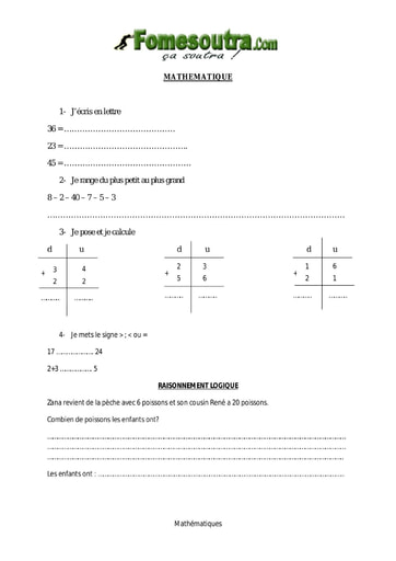 Evaluation Maths CP2