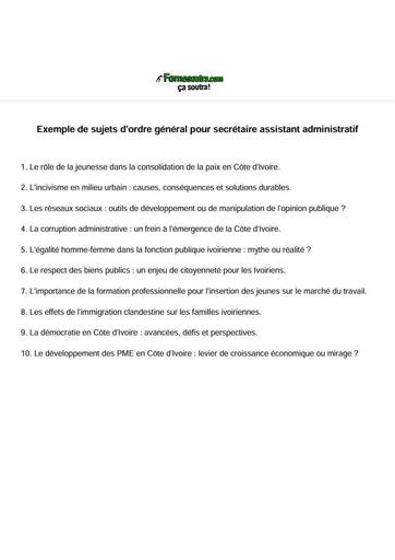 FP SOG EXEMPLE DE SUJET secretaire assistant administratif by TEHUA