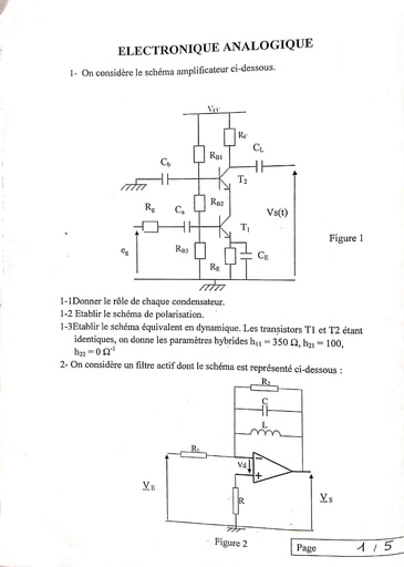 Électronique analogique et numérique BTS 2021