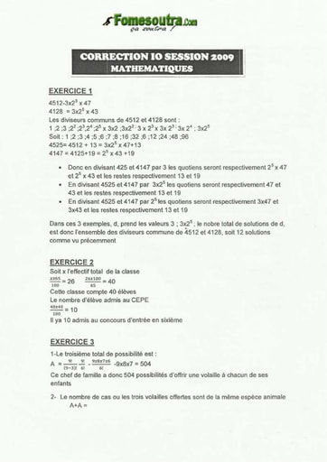 Corrigé de Maths CAFOP 2009