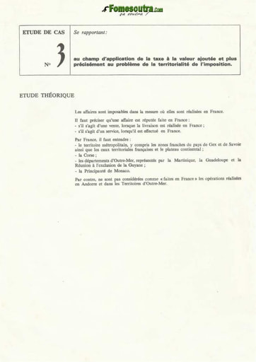 Etude de Cas portant sur le problème de la territorialité de l'imposition - BTS Industriel