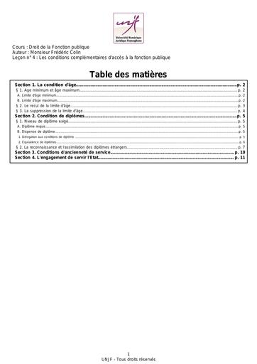DROIT DE LA FONCTION DE LA FONCTION PUBLIQUE
