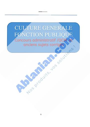 CONCOURS FONCTION PUBLIQUE CULTURE GENERALE BY TEHUA