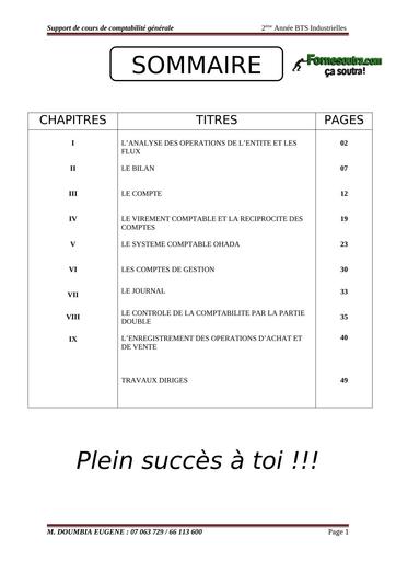 SUP COURS Fascicule 2A BTS Filieres Industrielles Comptabilite Generale BY TEHUA