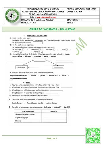FICHE 1 EVEIL AU MILIEU HG & EDHC CM2 BY TEHUA