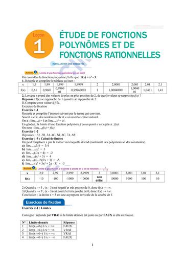 CORRIGE MANUEL VALLLESSE Tle A leçon Etude fct polynôme fct rationnelle BY TEHUA