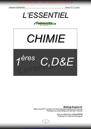 Bord Chimie 1ere C D ESSENTIEL CHIMIE