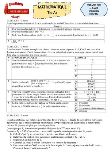 PREPA BAC A2 Sujet 2 AKOUPE DJAHA
