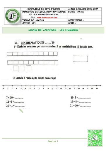 FICHE 3 CP1 MATHS by TEHUA