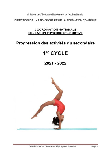 Progression des activités EPS de la Sixième à la Troisième année scolaire 2021-2022