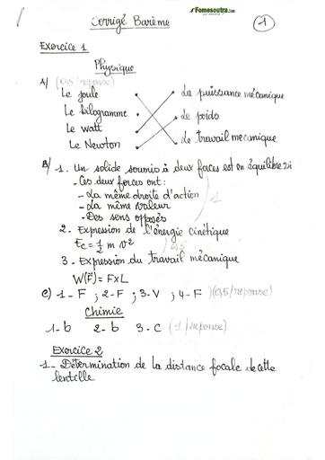 EXAMEN BLANC INTERNE ABOISSO NOE BEPC PHYSIQUE CHIMIE 3ième BAREME BY TEHUA