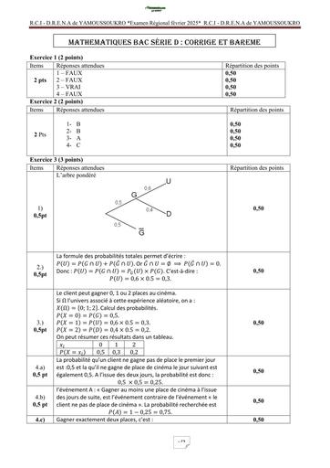 BAC BLANC 2025 MATHS SERIE D BAREME+CORRIGE YAMOUSSOUKRO BY TEHUA