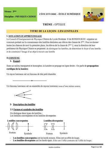 PC 3ème L8 Les Lentilles