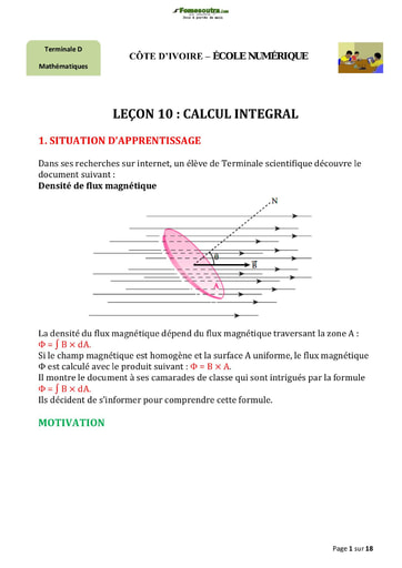 Sujet de Mathématique : Calcul intégral