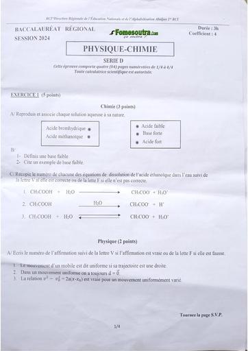 Bac blanc 2024 PC serie D Dren Abidjan 1 (Cocody) by Tehua