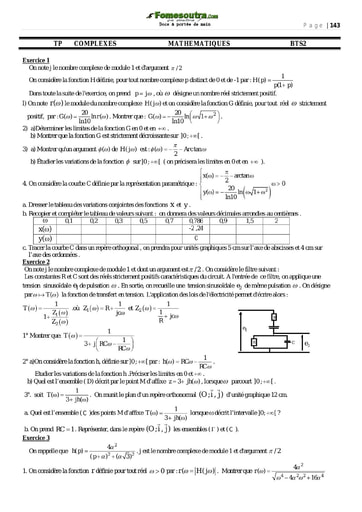 Sujet corrigé Complexes (1) - Maths BTS