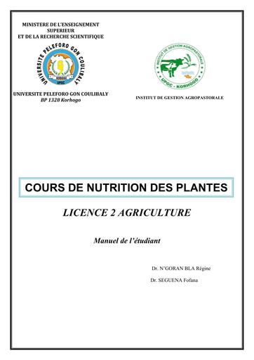 Nutrition végétale L2 AGRI (IGA/UPGC) By SN