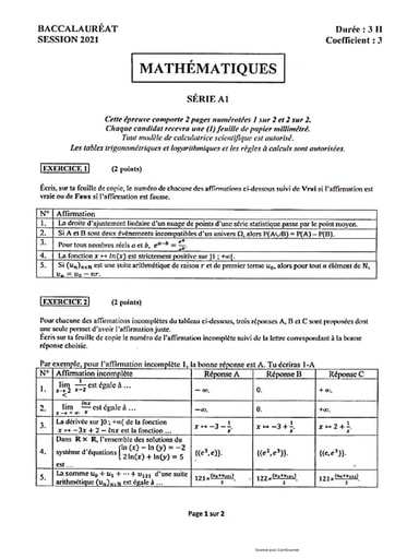 Sujet maths A,C,E et 1 sujet pc serie C by Tehua