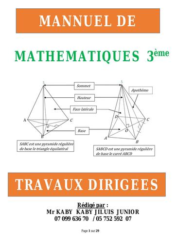 FICHE DE TD NIVEAU 3E