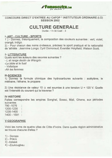 Sujet de Culture générale CAFOP 2002