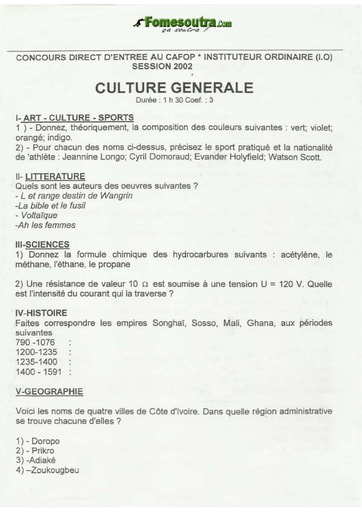 Sujet de Culture générale CAFOP 2002