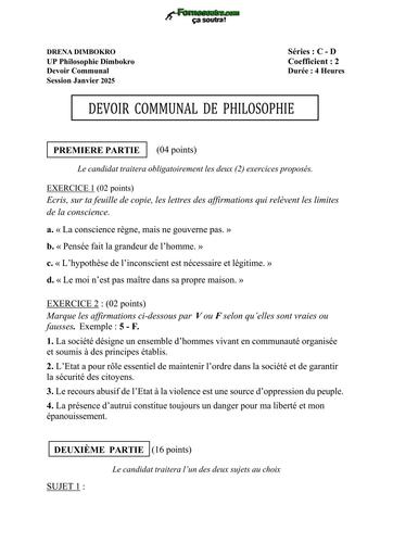 DEVOIR DE PHILO Tle D DIMBOKRO 2025 by TEHUA