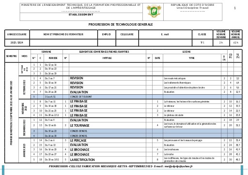 PROGRESSION TECHNOLOGIE GLE TF1