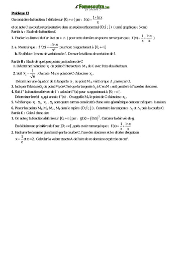 Problème 13 de maths niveau Terminale scientifique et BTS