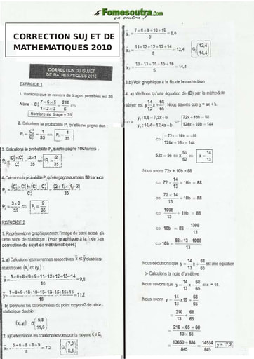 Corrigé de Maths CAFOP 2010