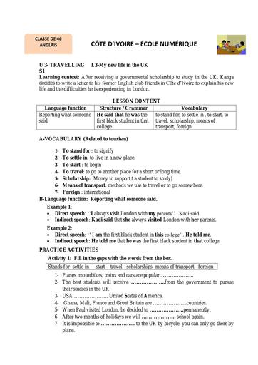 UNIT 3 LESSON 3 4e ANGLAIS