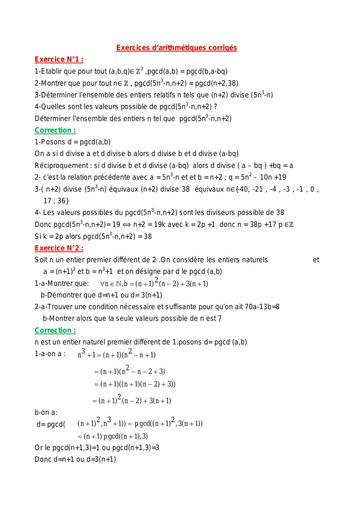 Exercices arithmétiques corrigés by tehuas