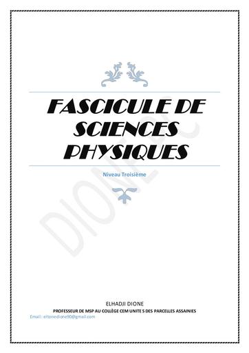 Fascicule de Cours Sciences Physiques 3ème by Tehua