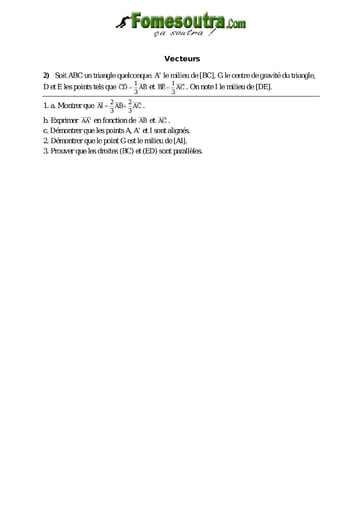 Vecteurs - Maths niveau 2nd C