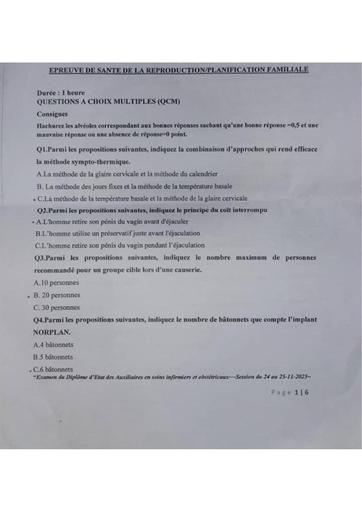 Infas Abidjan As1 compo sur table Planification familiale By TEHUA