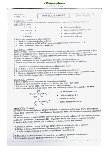 Collection de Physique-Chimie Lycée Classique Abidjan 2021