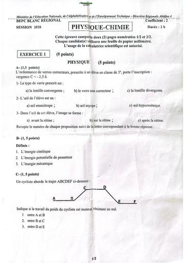 Bepc blanc 2026 dren Abidjan 4 PC By Tehua