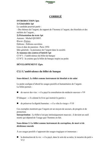 BAC CORRIGÉ ET BAREME COMMENTAIRE COMPOSE (1)