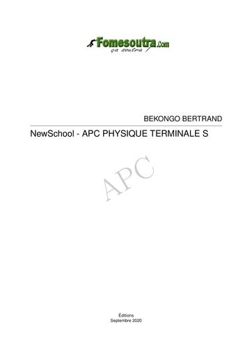 Cours Physique Tle C,D (APC) Bekongo Bertrand