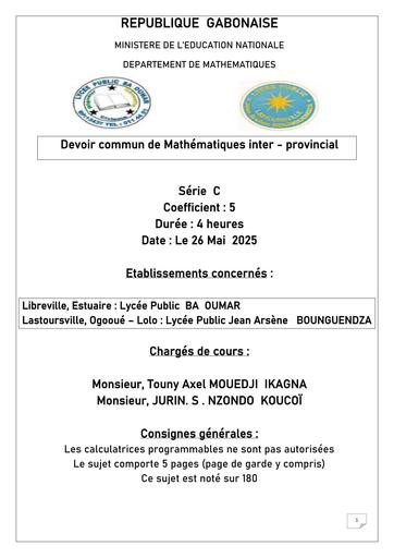 Devoir de maths Terminal C 2025, le dernier by Tehua