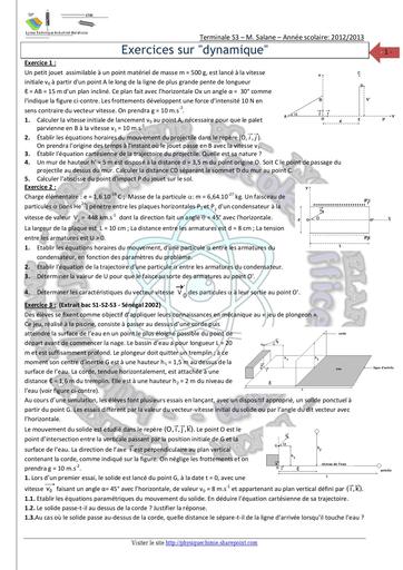 Fiche Physique Tle C sur Dynamique by Tehua