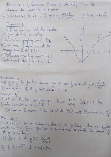 Fiche d'exo 2nde C maths Généralité sur les fonctions by Tehua